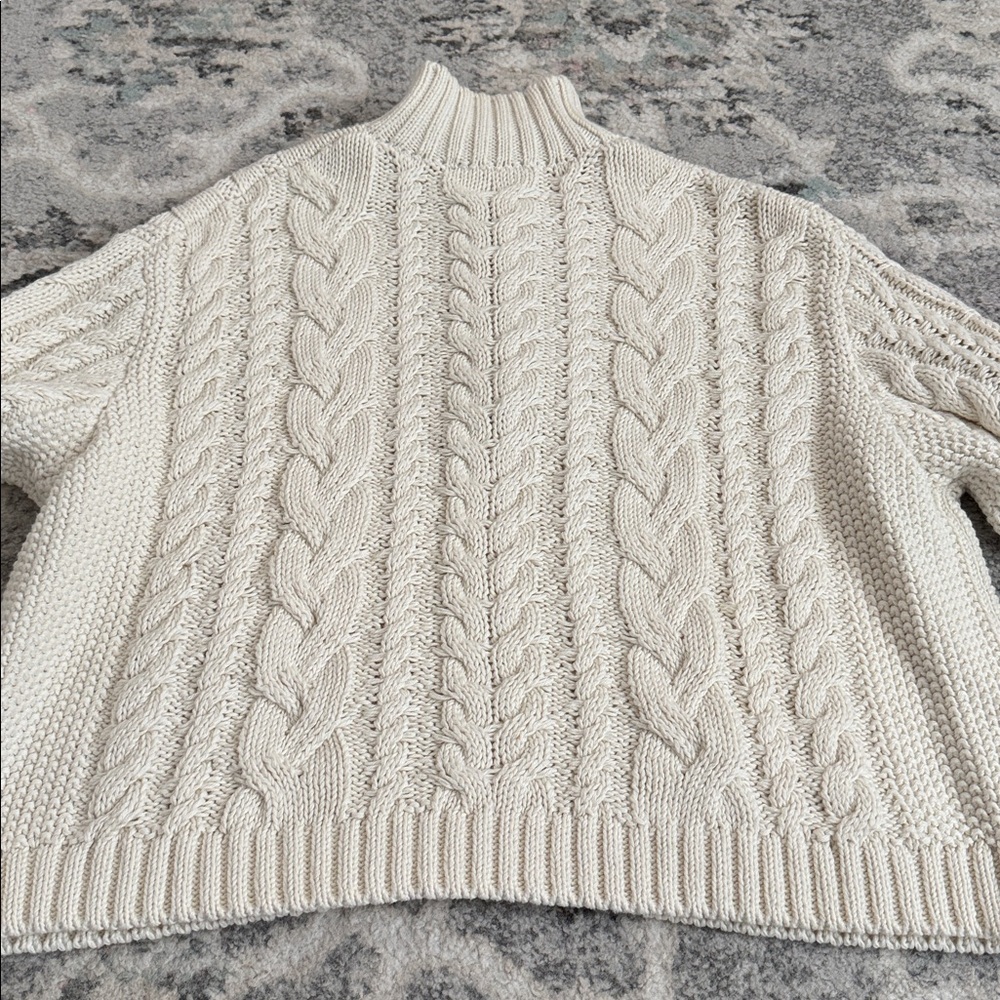 Jenni Kayne Cotton Cable-Knit Zip Sweater Chunky - Picture 11 of 11